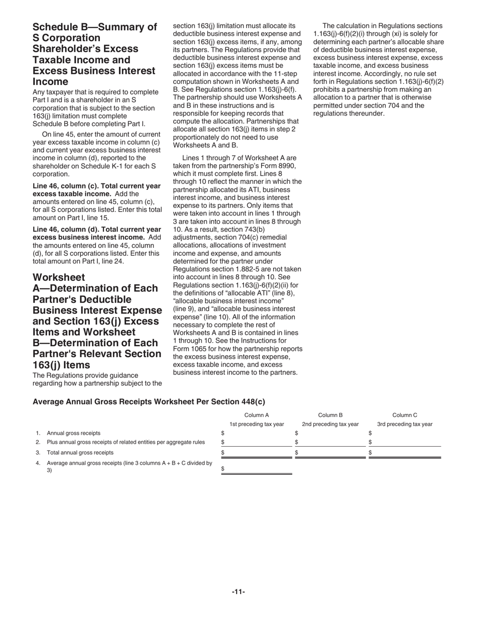 Instructions for IRS Form 8990 Limitation on Business Interest Expense Under Section 163(J), Page 11