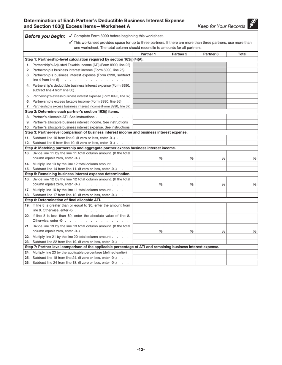 Instructions for IRS Form 8990 Limitation on Business Interest Expense Under Section 163(J), Page 12