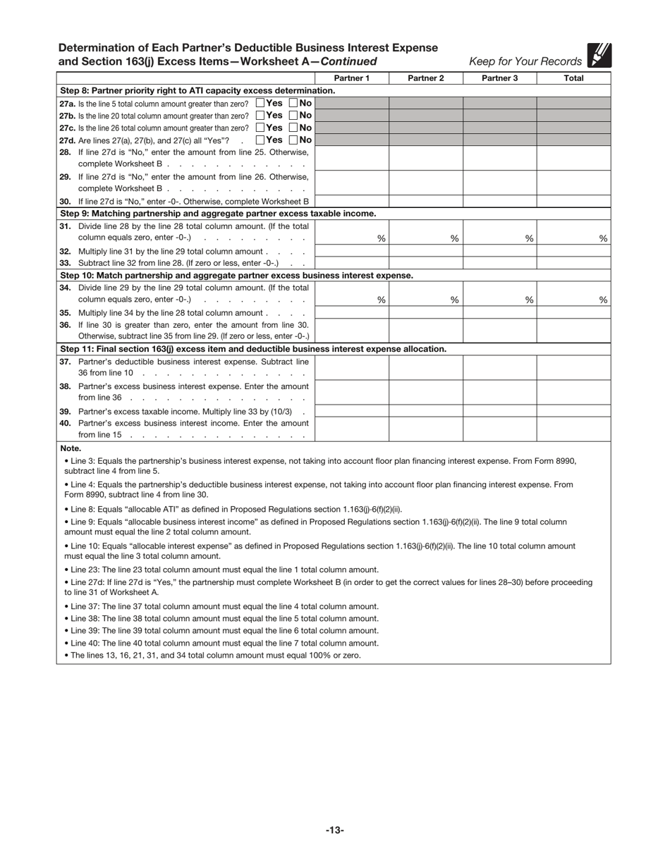 Instructions for IRS Form 8990 Limitation on Business Interest Expense Under Section 163(J), Page 13
