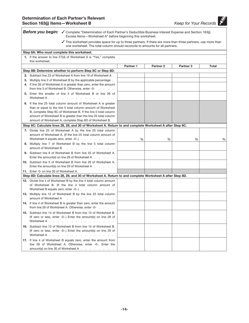Instructions for IRS Form 8990 Limitation on Business Interest Expense Under Section 163(J), Page 14