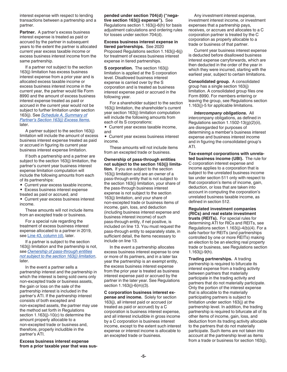 Instructions for IRS Form 8990 Limitation on Business Interest Expense Under Section 163(J), Page 5