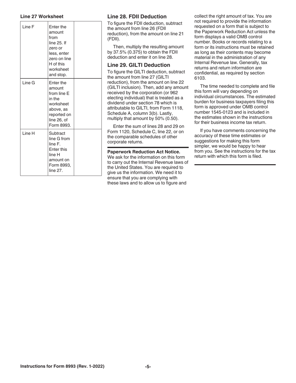 Download Instructions for IRS Form 8993 Section 250 Deduction for ...