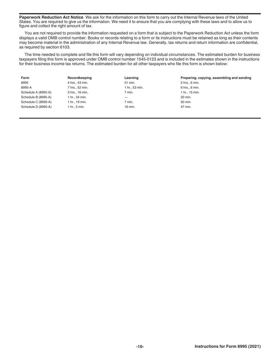 Instructions for IRS Form 8995 Qualified Business Income Deduction Simplified Computation, Page 10