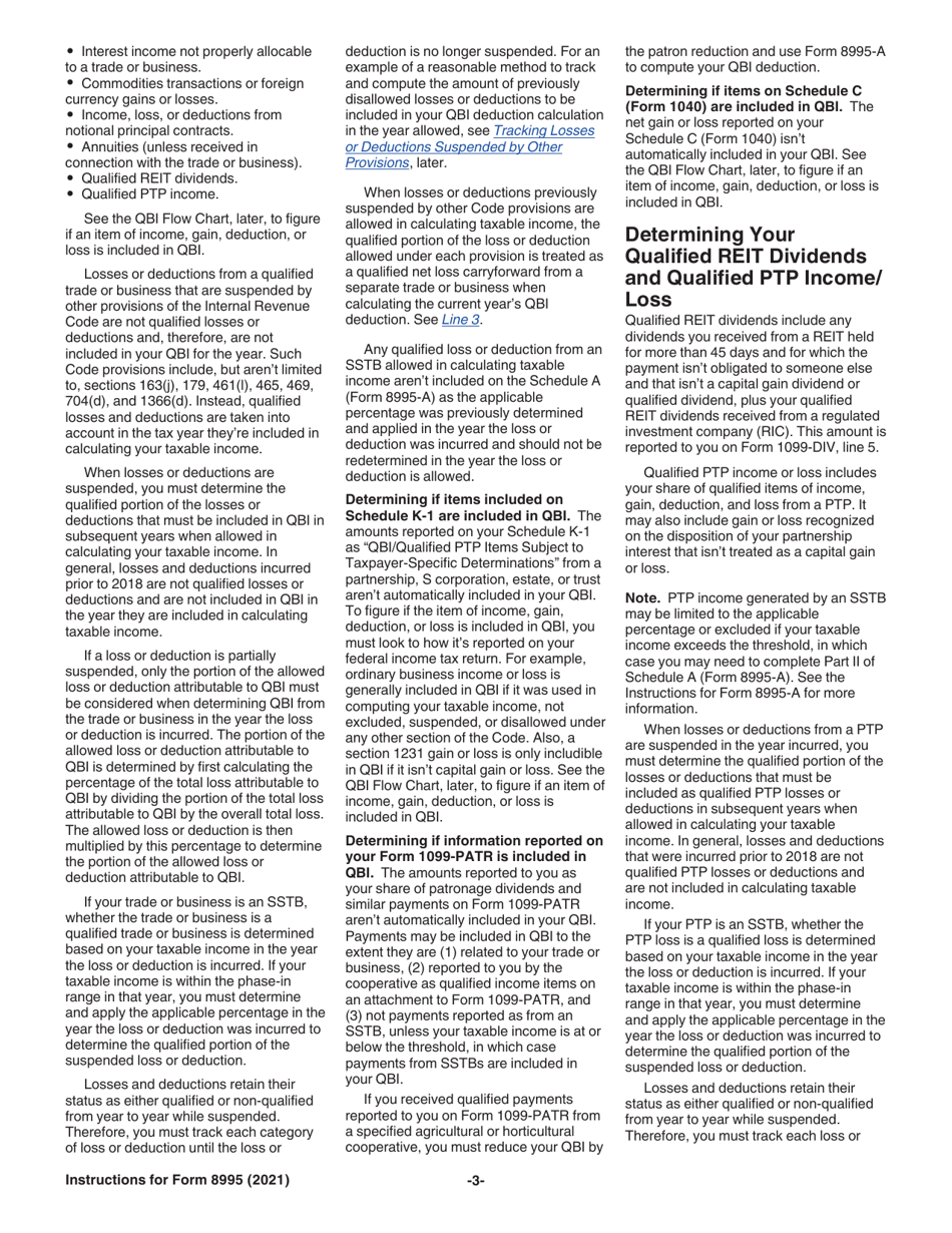 Instructions for IRS Form 8995 Qualified Business Income Deduction Simplified Computation, Page 3
