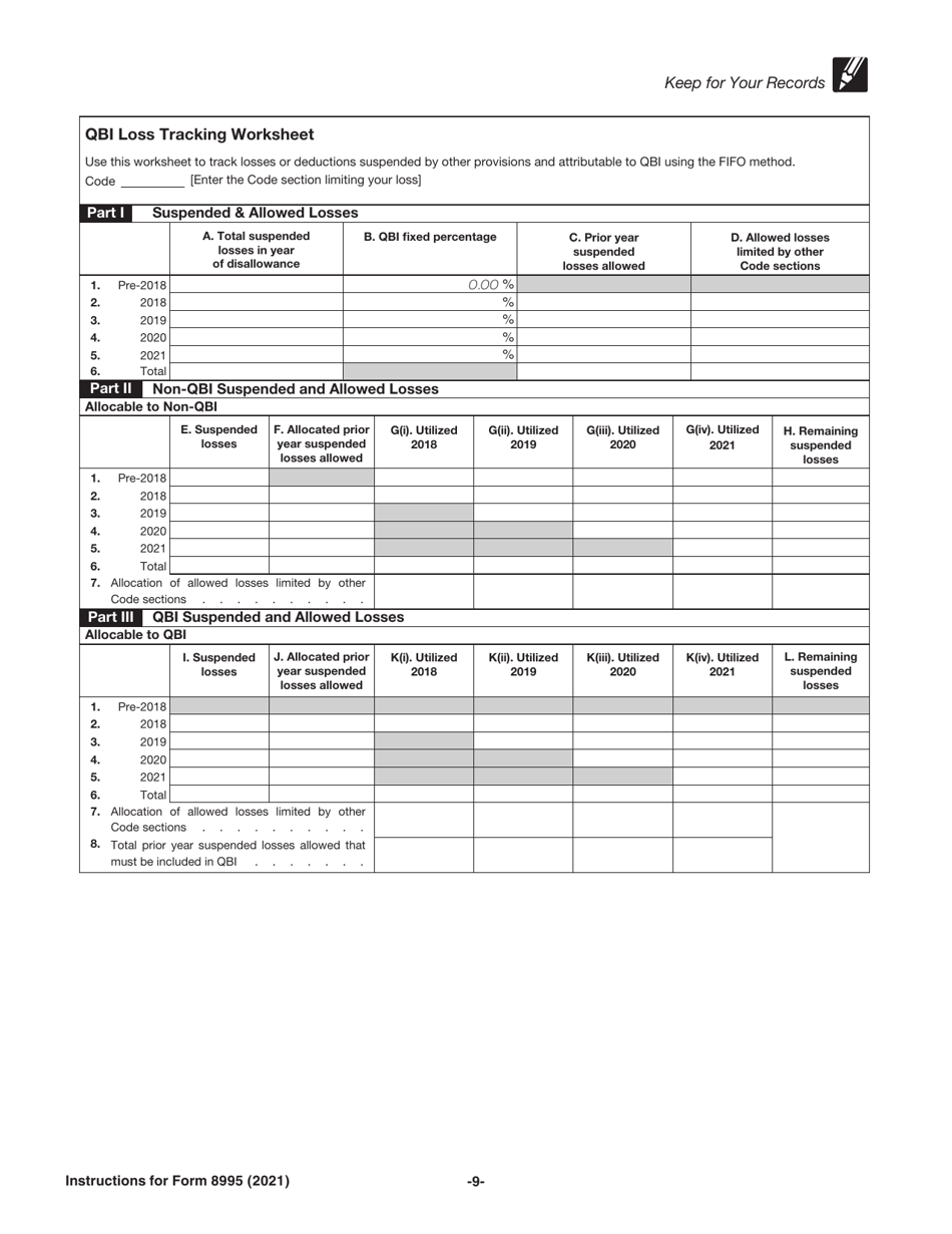 Instructions for IRS Form 8995 Qualified Business Income Deduction Simplified Computation, Page 9