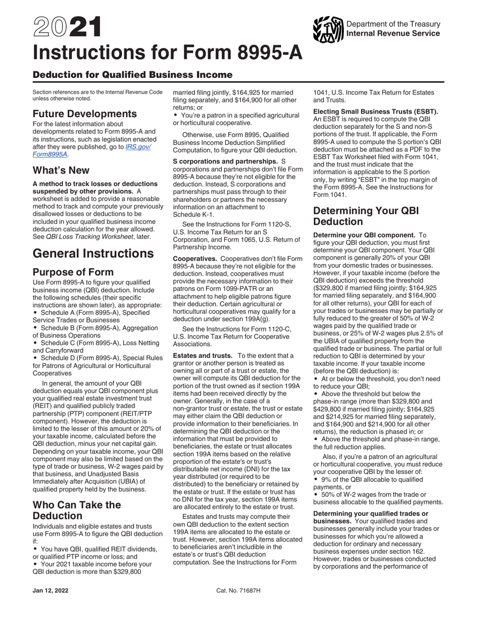 Instructions for IRS Form 8995-A Deduction for Qualified Business Income, Page 1