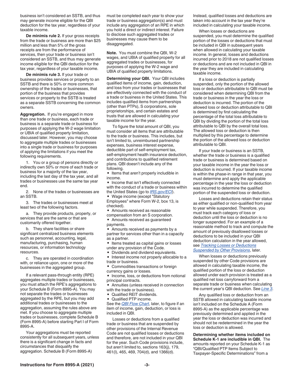 Instructions for IRS Form 8995-A Deduction for Qualified Business Income, Page 3