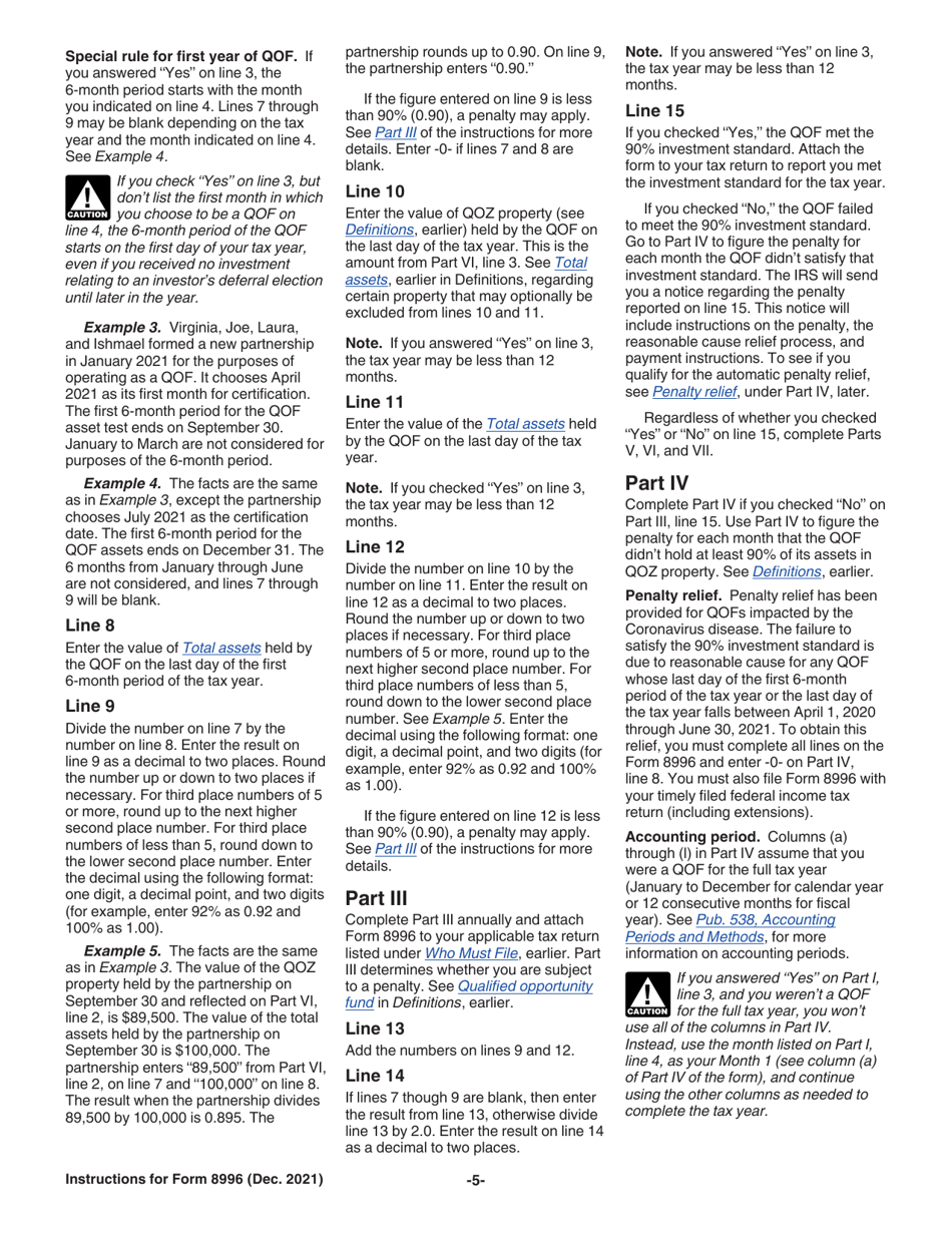 Instructions for IRS Form 8996 Qualified Opportunity Fund, Page 5