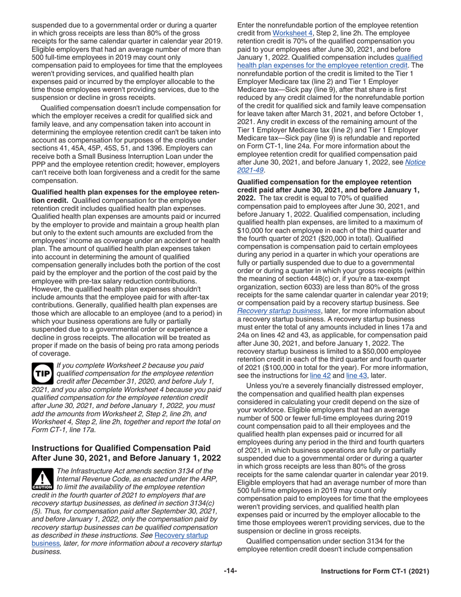 Instructions for IRS Form CT-1 Employers Annual Railroad Retirement Tax Return, Page 14