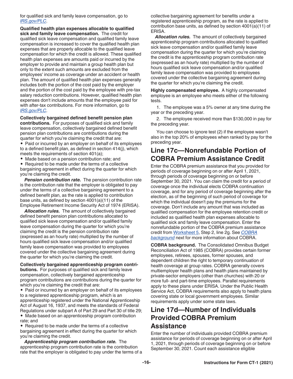 Instructions for IRS Form CT-1 Employers Annual Railroad Retirement Tax Return, Page 16