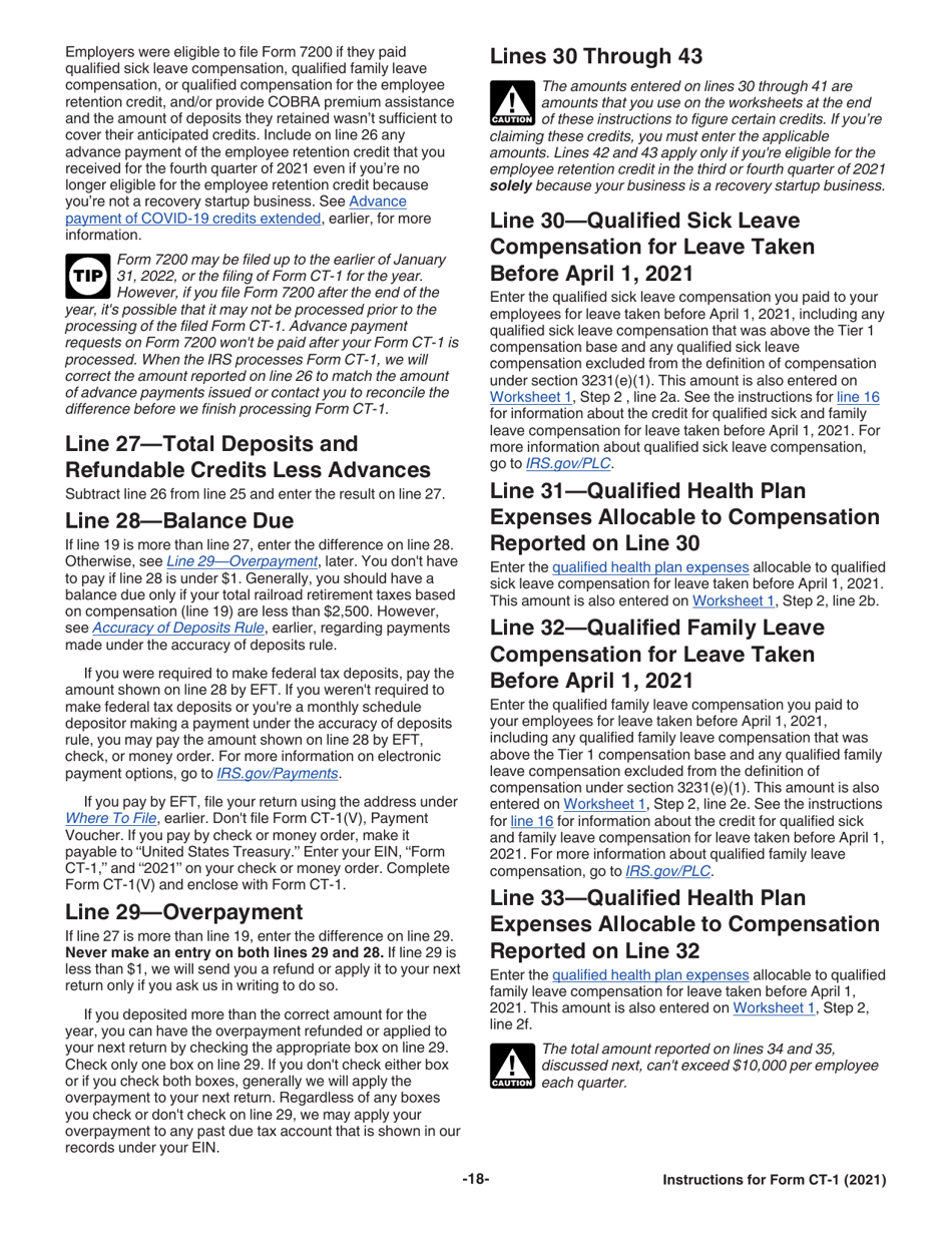 Instructions for IRS Form CT-1 Employers Annual Railroad Retirement Tax Return, Page 18
