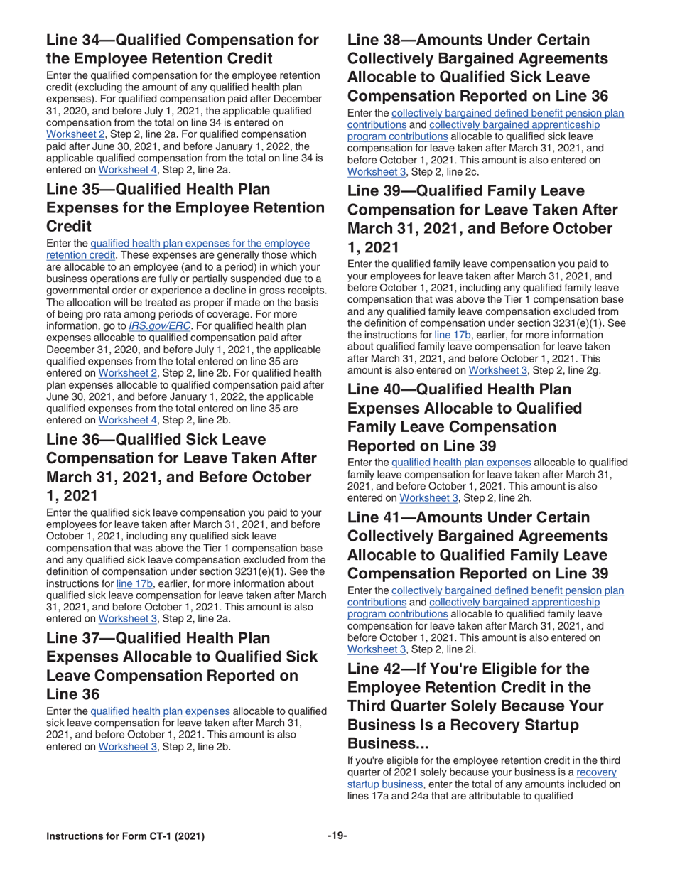 Instructions for IRS Form CT-1 Employers Annual Railroad Retirement Tax Return, Page 19