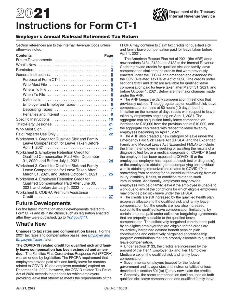 Instructions for IRS Form CT-1 Employers Annual Railroad Retirement Tax Return, Page 1
