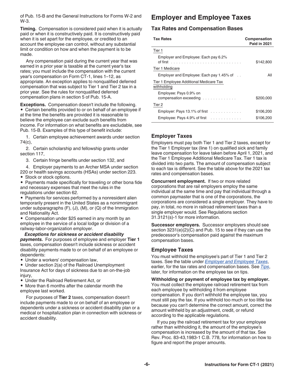 Instructions for IRS Form CT-1 Employers Annual Railroad Retirement Tax Return, Page 6
