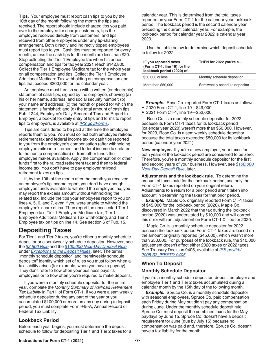 Instructions for IRS Form CT-1 Employers Annual Railroad Retirement Tax Return, Page 7