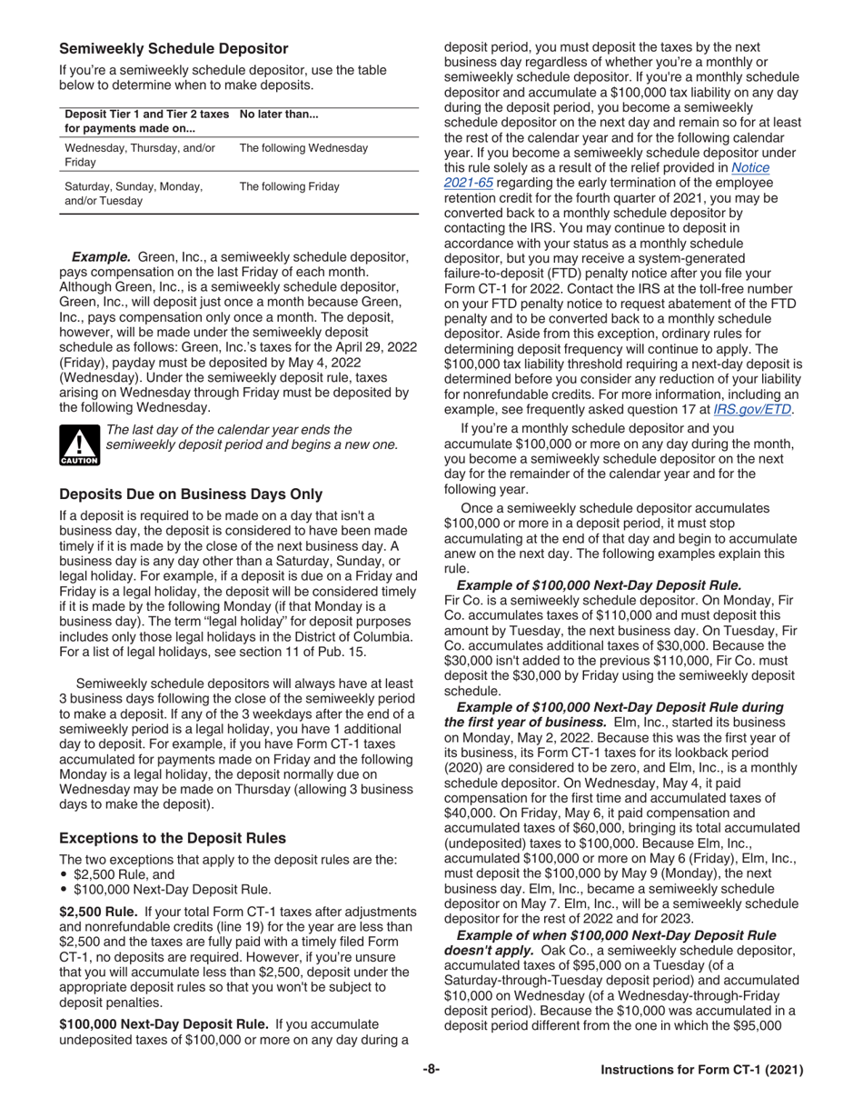 Instructions for IRS Form CT-1 Employers Annual Railroad Retirement Tax Return, Page 8