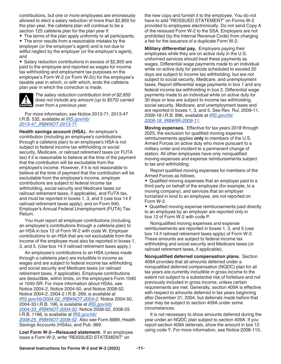 Instructions for IRS Form W-2, W-3, Page 11