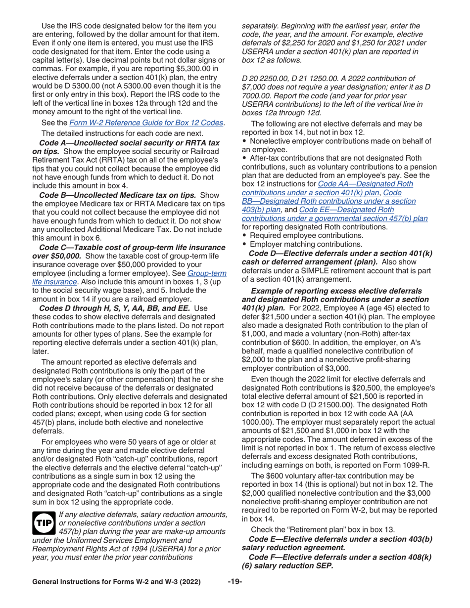 Instructions for IRS Form W-2, W-3, Page 19