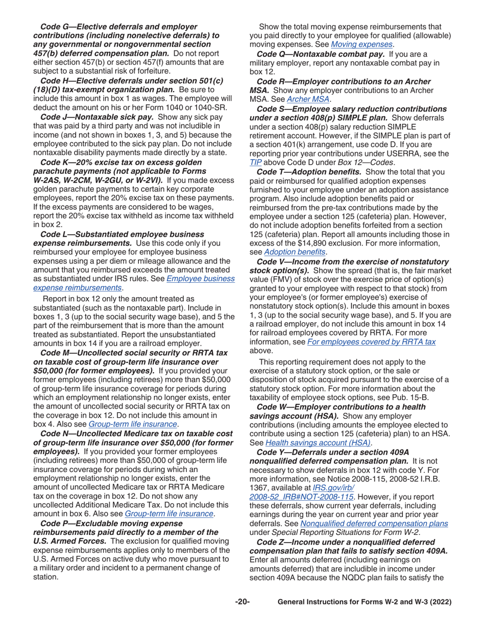 Instructions for IRS Form W-2, W-3, Page 20