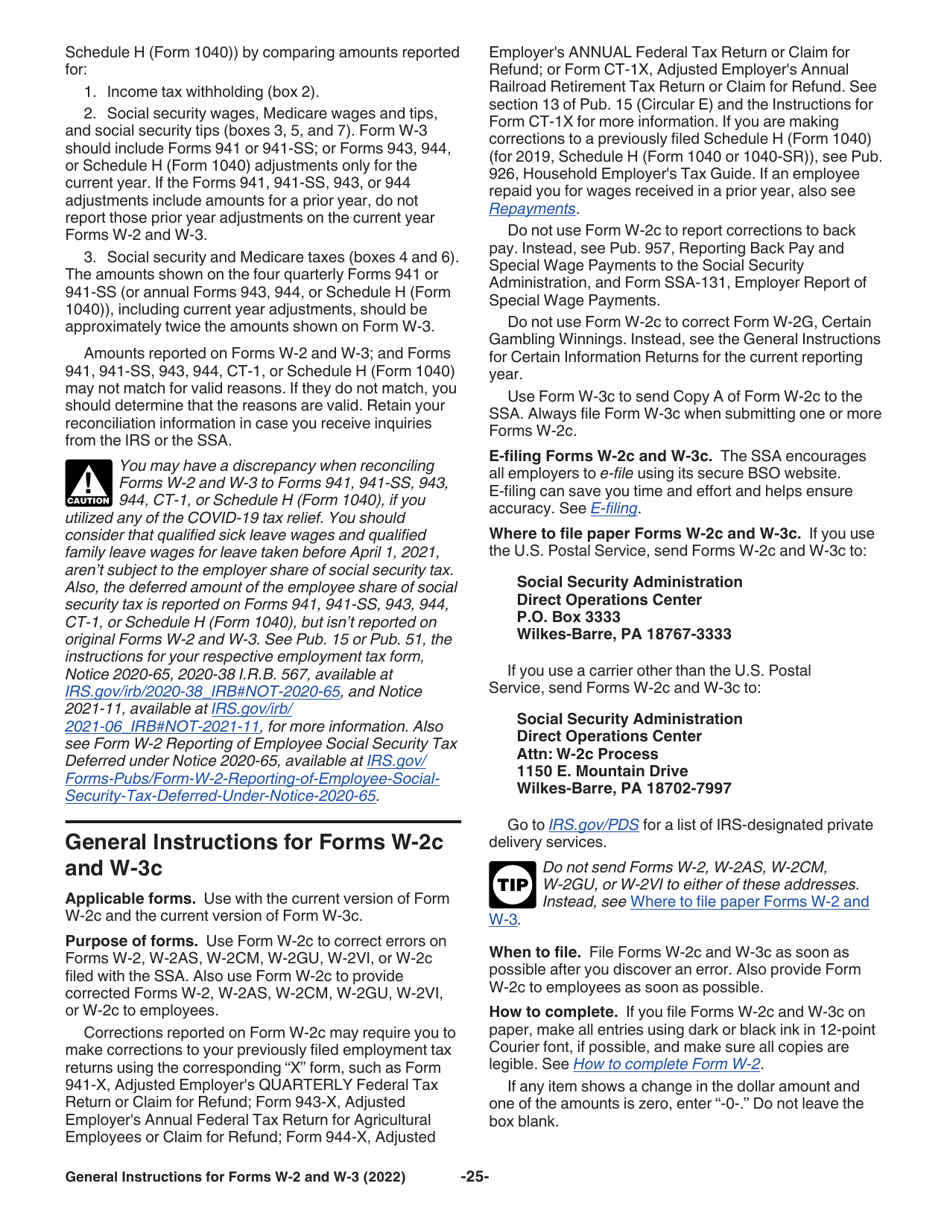 Instructions for IRS Form W-2, W-3, Page 25