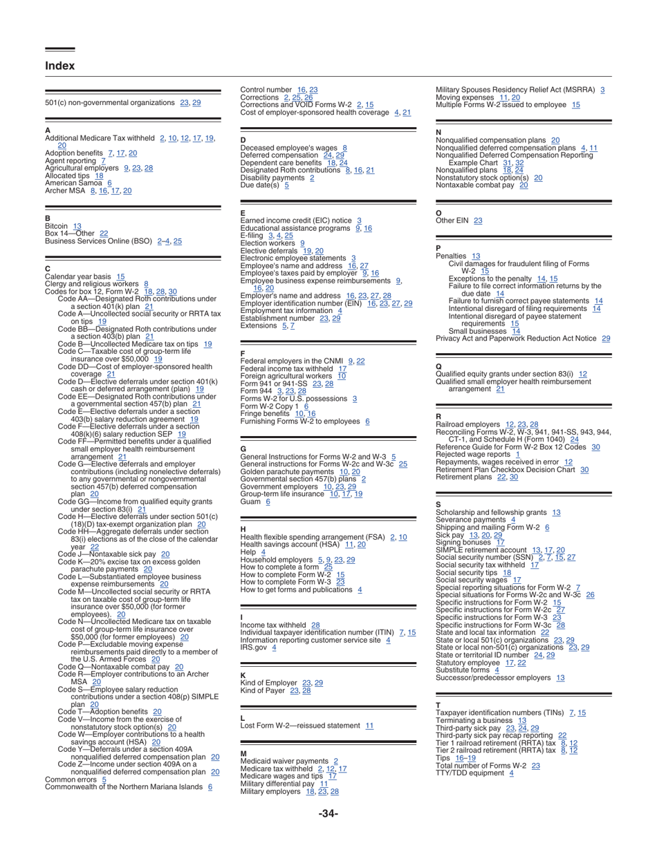 Instructions for IRS Form W-2, W-3, Page 34