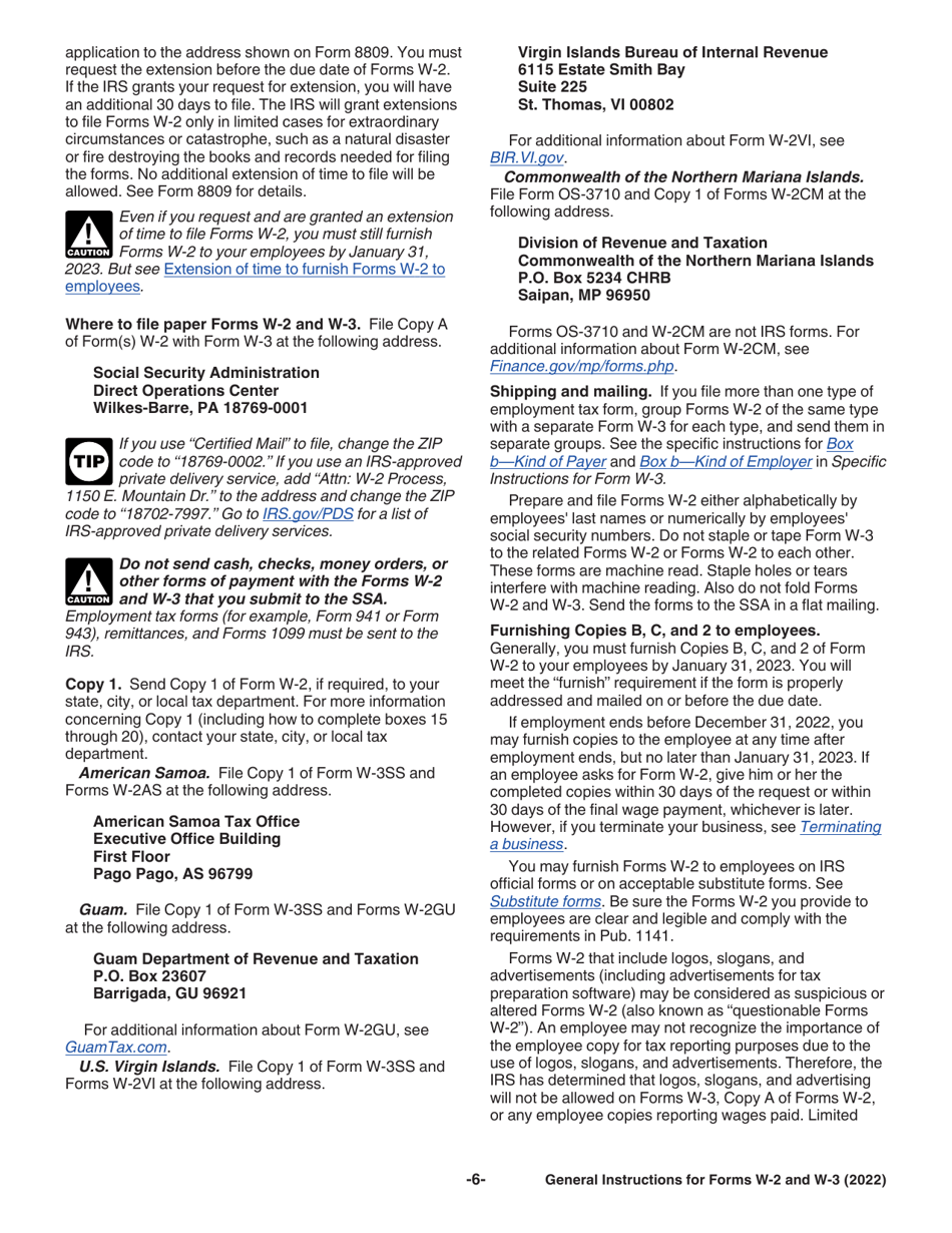 Instructions for IRS Form W-2, W-3, Page 6