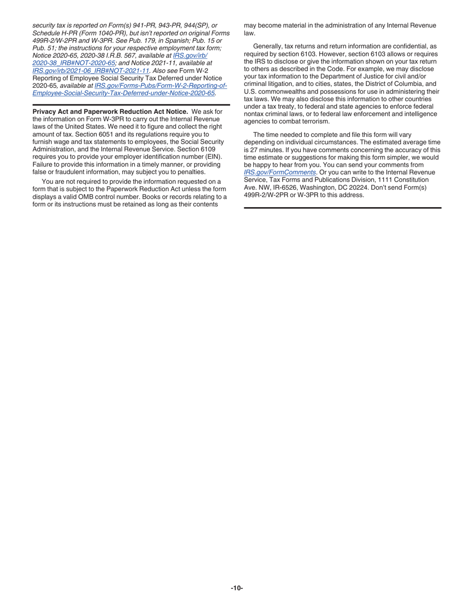 Instrucciones para IRS Formulario W-3PR Informe De Comprobantes De Retencion (Puerto Rican Spanish), Page 10