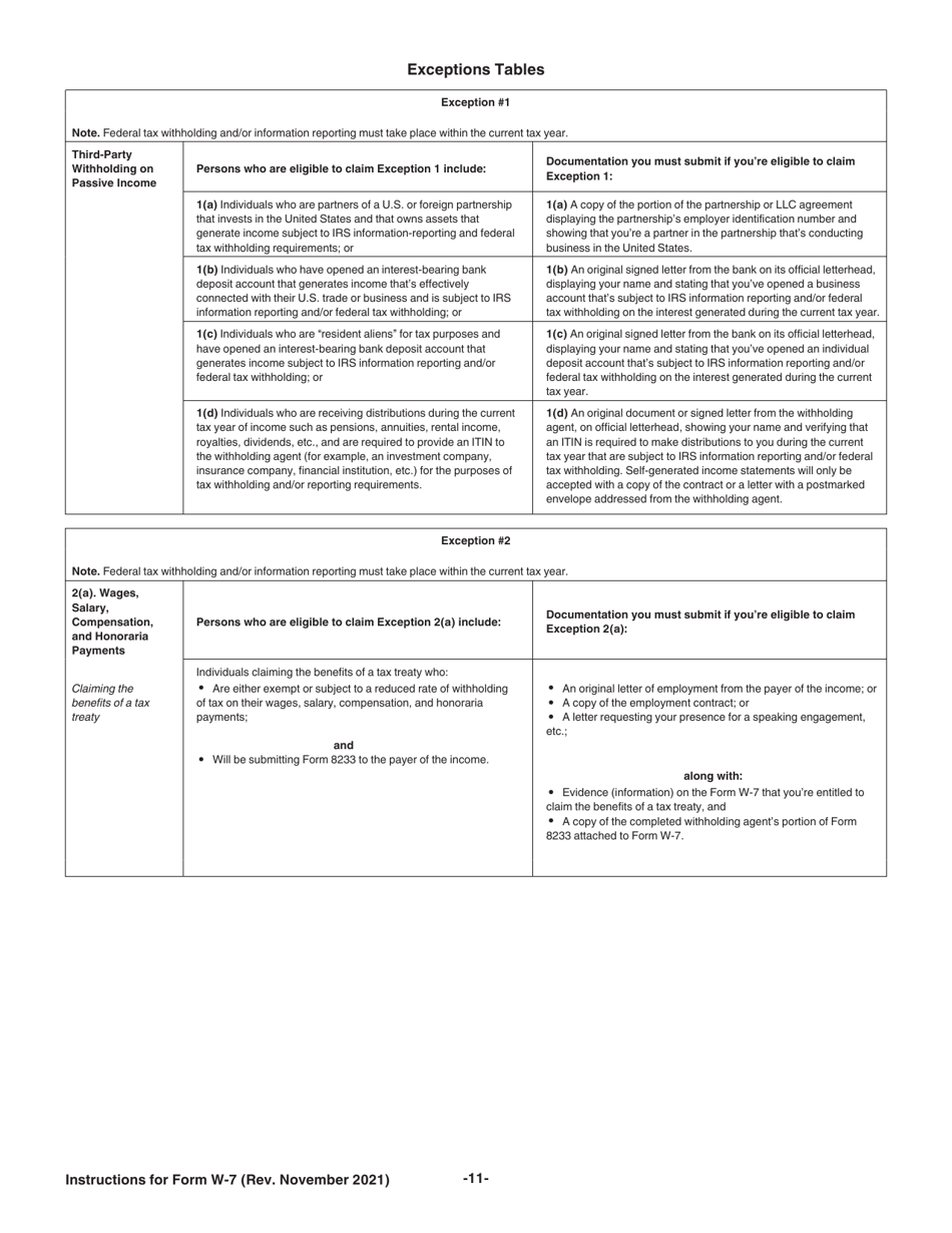 Instructions for IRS Form W-7 Application for IRS Individual Taxpayer Identification Number, Page 11