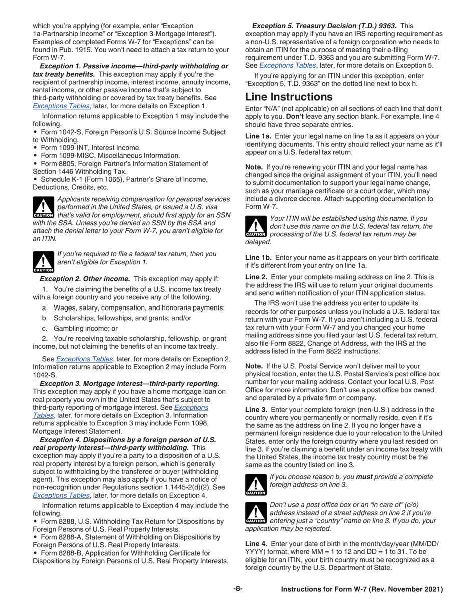 Instructions for IRS Form W-7 Application for IRS Individual Taxpayer Identification Number, Page 8