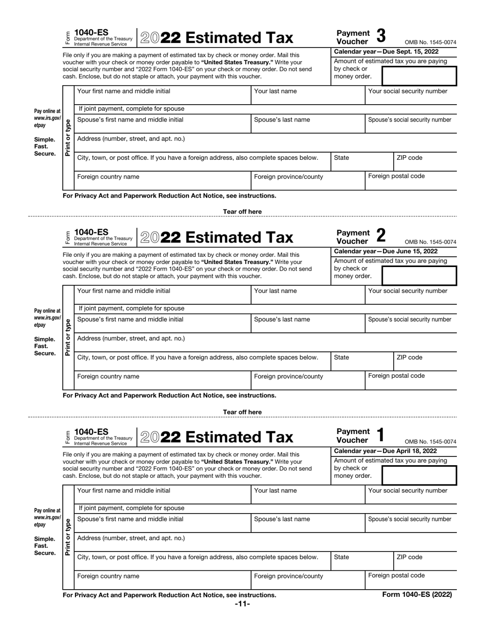 IRS Form 1040-ES Estimated Tax for Individuals, Page 11