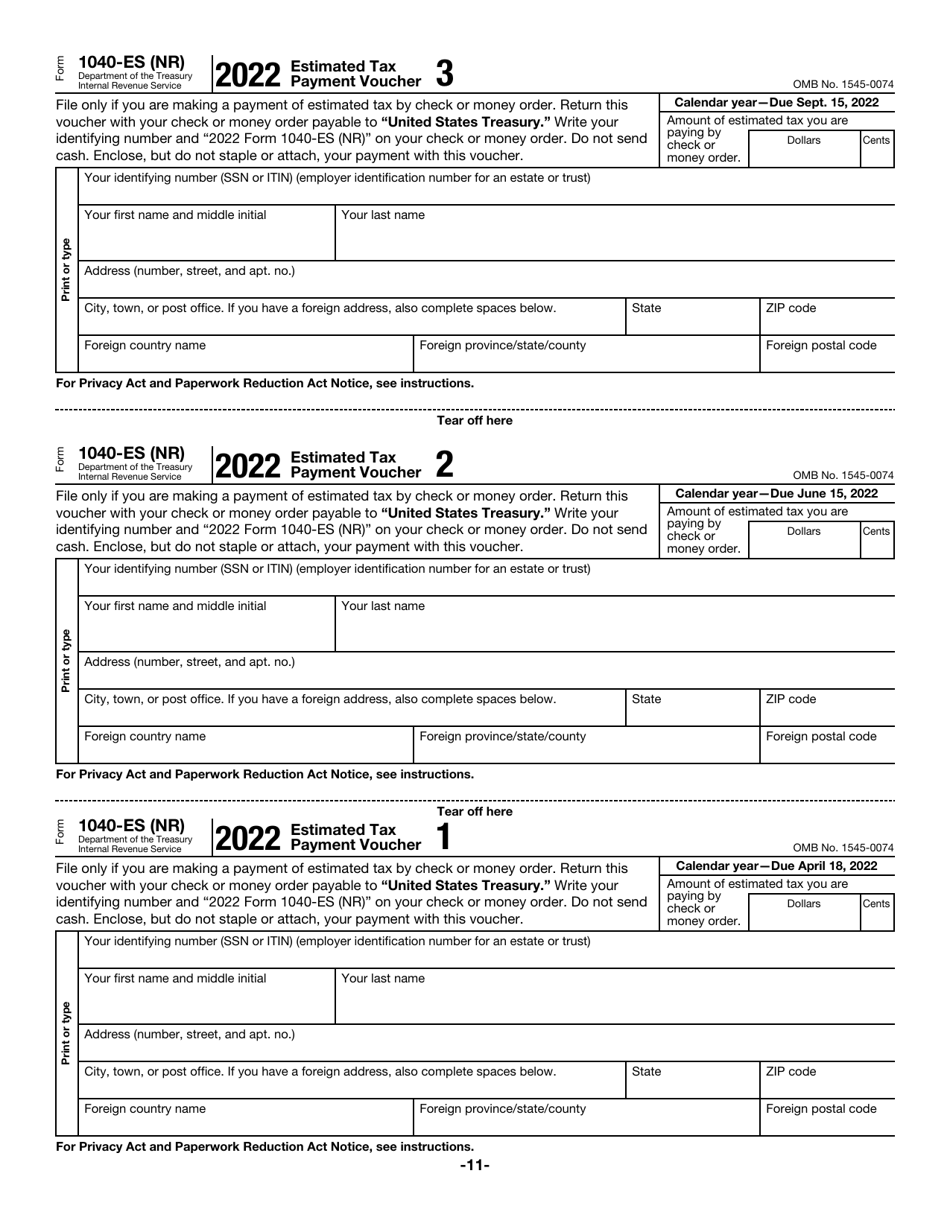 IRS Form 1040-ES (NR) U.S. Estimated Tax for Nonresident Alien Individuals, Page 11