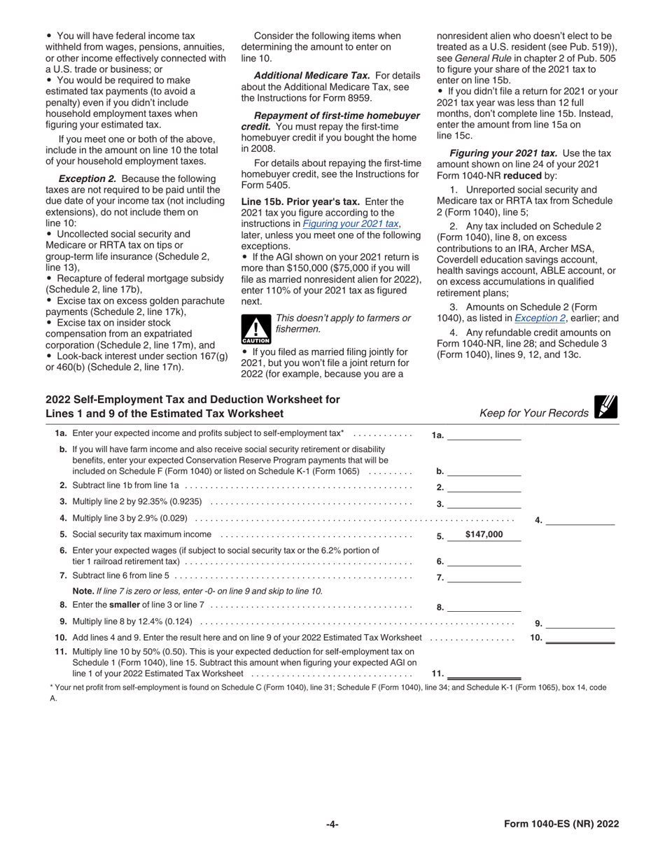 IRS Form 1040-ES (NR) U.S. Estimated Tax for Nonresident Alien Individuals, Page 4