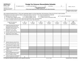 Document preview: IRS Form 1116 Schedule B Foreign Tax Carryover Reconciliation Schedule