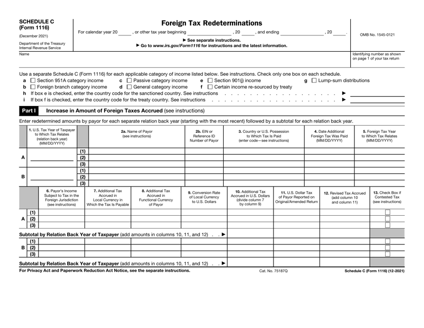 IRS Form 1116 Schedule C  Printable Pdf
