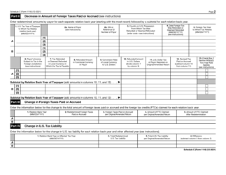 IRS Form 1116 Schedule C Foreign Tax Redeterminations, Page 2