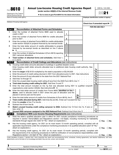 IRS Form 8610 2021 Printable Pdf