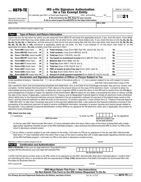 IRS Form 8879-TE 2021 Printable Pdf