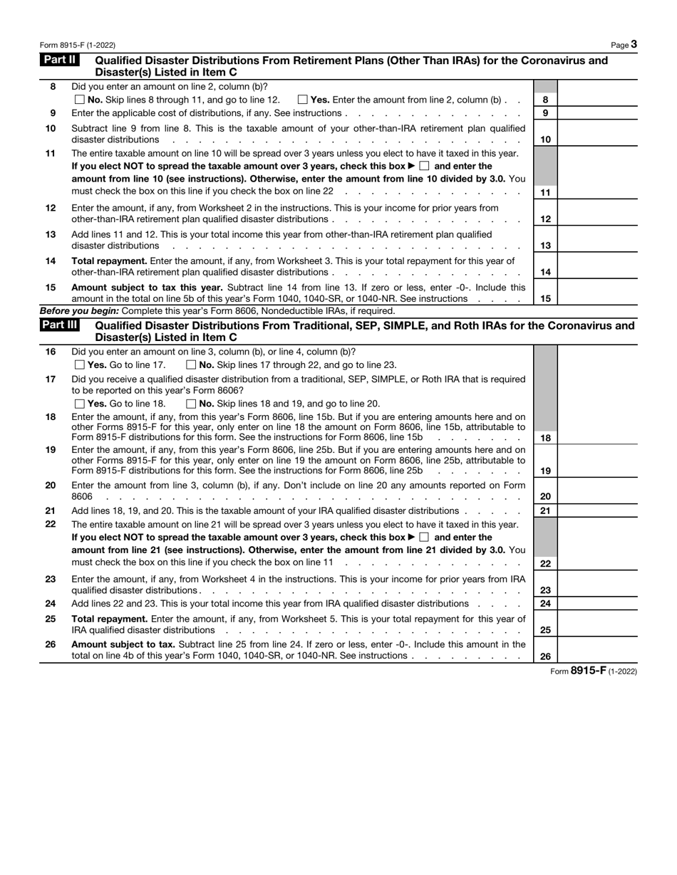 IRS Form 8915-F Qualified Disaster Retirement Plan Distributions and Repayments, Page 3
