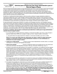 IRS Formulario 13844 Solicitud Para La Reduccion Del Cargo Administrativo Para El Plan De Pagos a Plazos (Spanish)