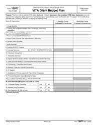 Document preview: IRS Form 13977 Vita Grant Budget Plan