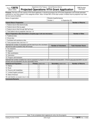 Document preview: IRS Form 13978 Projected Operations Vita Grant Application
