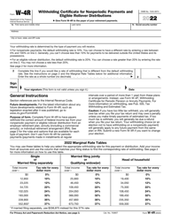 Document preview: IRS Form W-4R Withholding Certificate for Nonperiodic Payments and Eligible Rollover Distributions