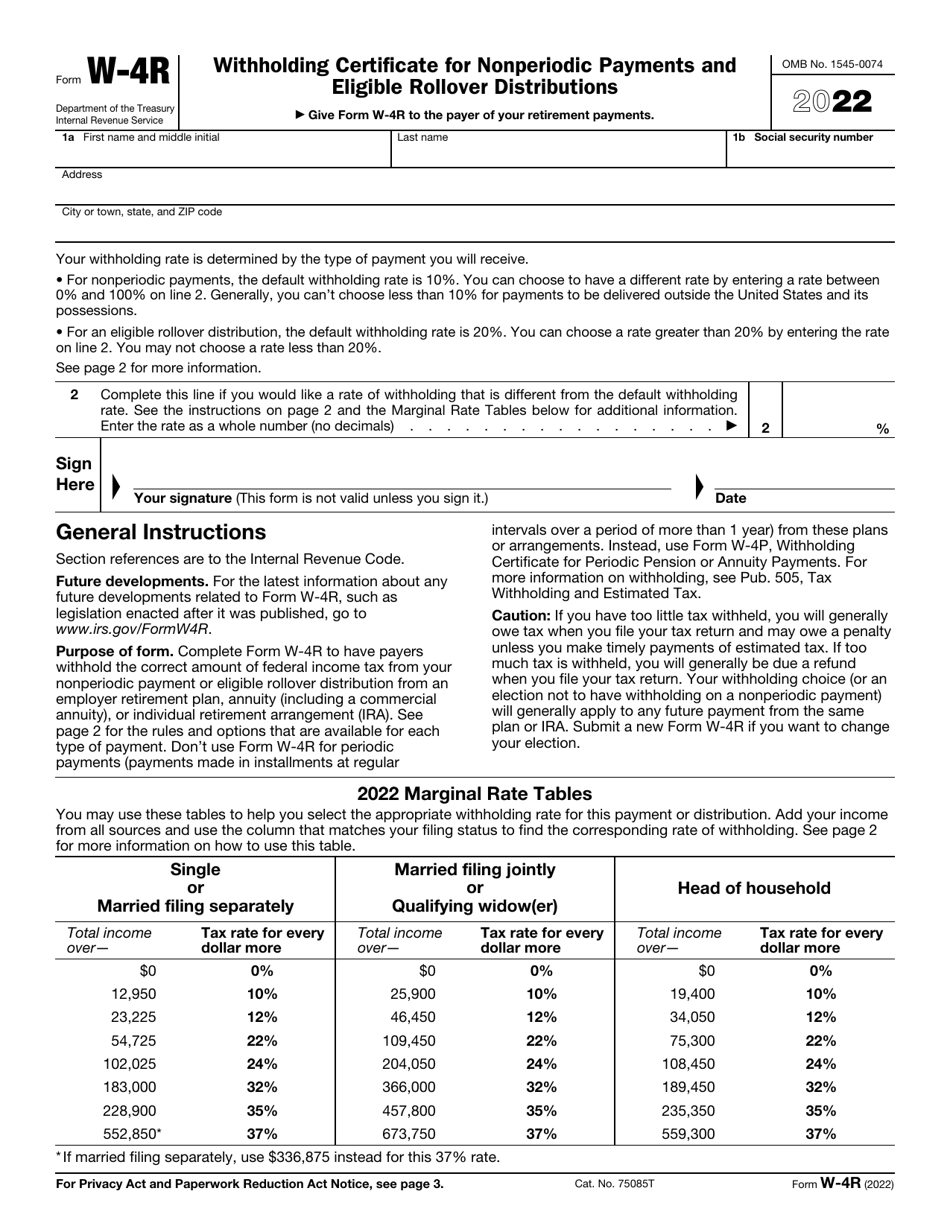 IRS Form W-4R Withholding Certificate for Nonperiodic Payments and Eligible Rollover Distributions, Page 1