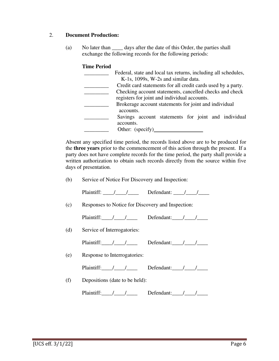 Preliminary Conference Stipulation / Order Contested Matrimonial - New York, Page 6