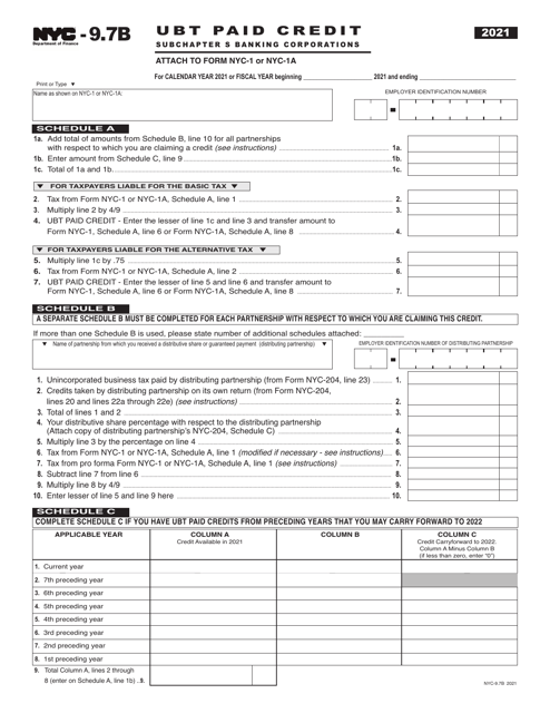 Form NYC-9.7B 2021 Printable Pdf