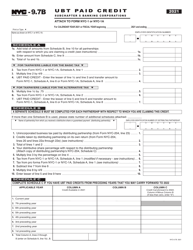 Form NYC-9.7B Ubt Paid Credit - Subchapter S Banking Corporations - New York City