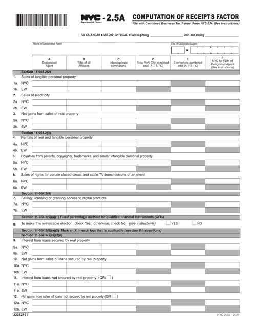 Form NYC-2.5A  Printable Pdf