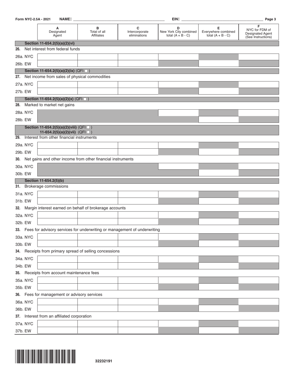 Form NYC-2.5A Computation of Receipts Factor - New York City, Page 3