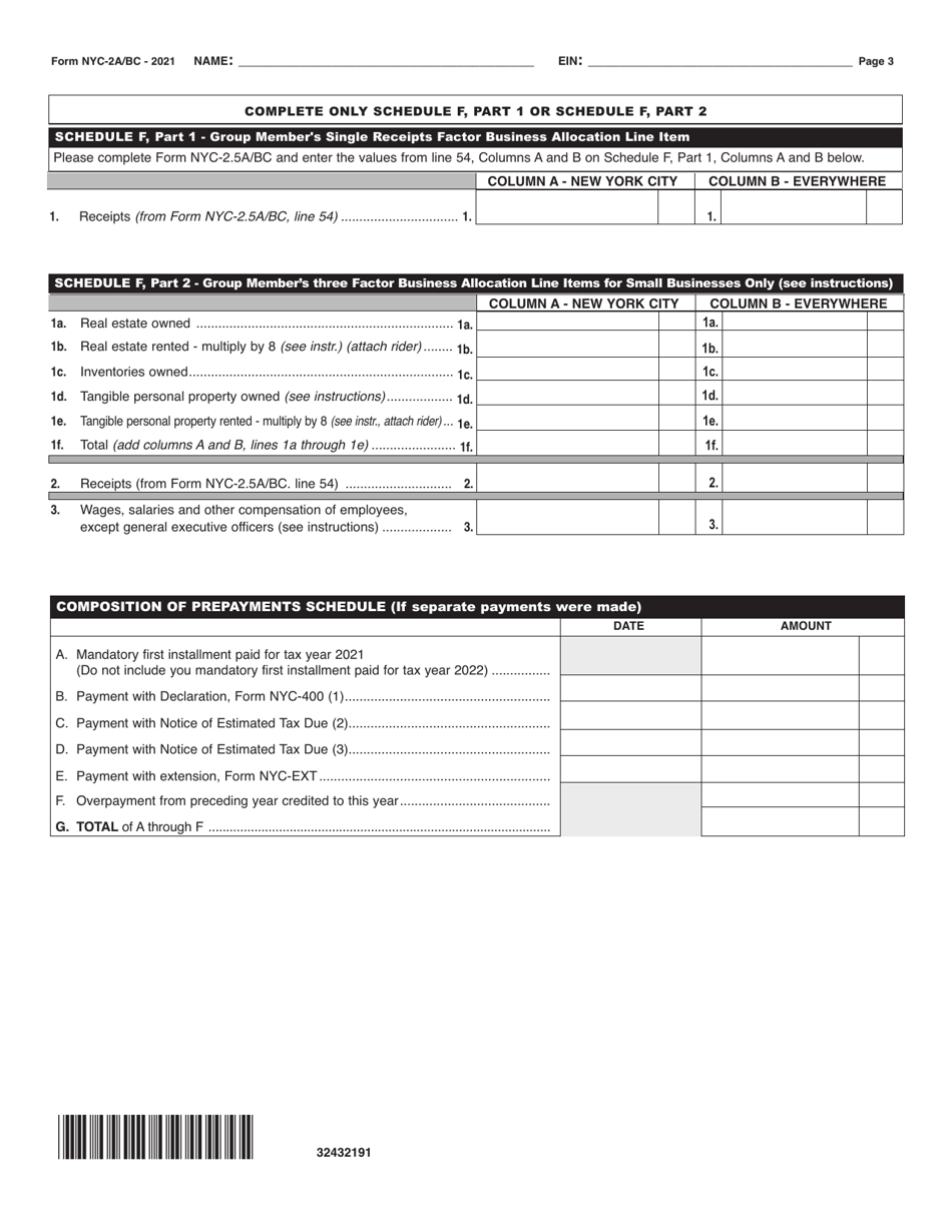 Form NYC-2A / BC Members Detail Report - New York City, Page 3