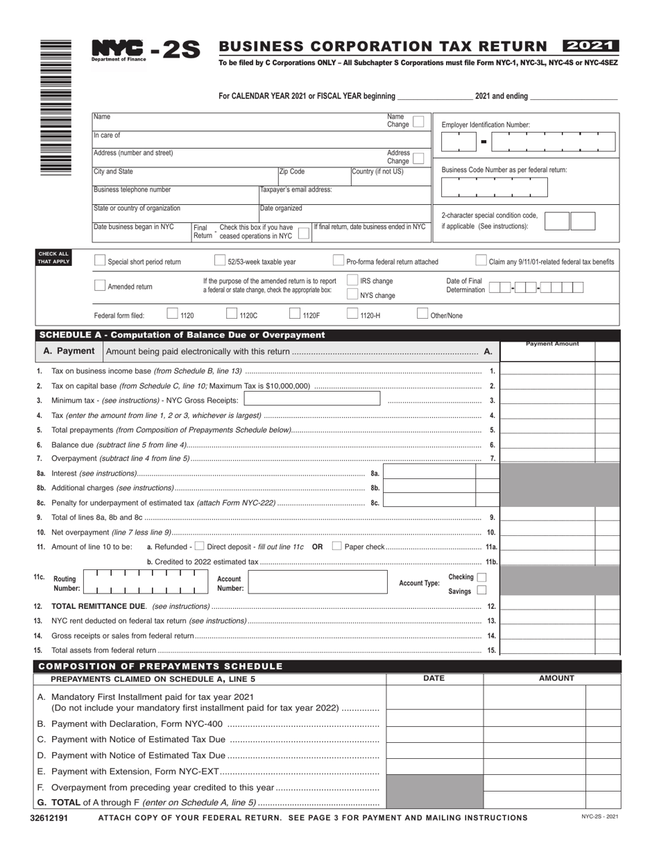 Form NYC-2S - 2021 - Fill Out, Sign Online and Download Printable PDF ...